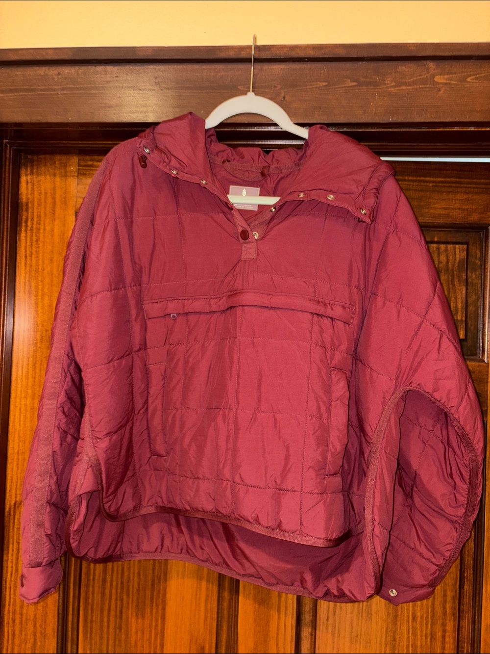 Free People Pippa Pullover Packable Jacket Wine Bordeaux Puffer Size XS